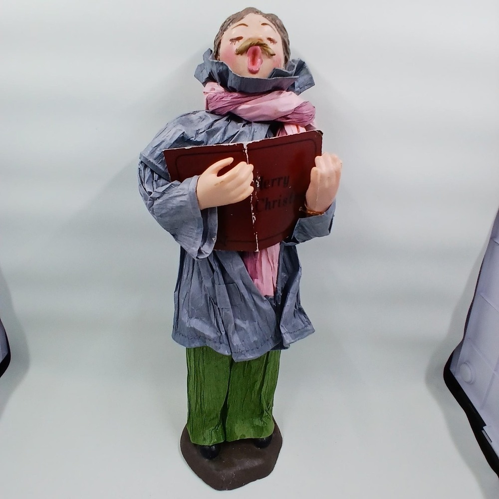 Christmas Caroler Figurine‎ Man Singing With Song Book Holiday Home Decor